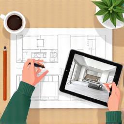 Illustration av en designprocess med skiss och ritningar